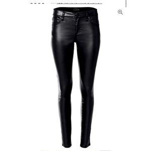 Black faux leather pants